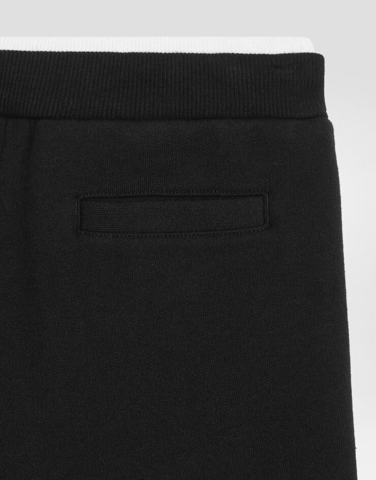 Dolce & Gabbana Fleece bermuda shorts with Dolce&Gabbana embroidery Blue L4JQW2G7PEL