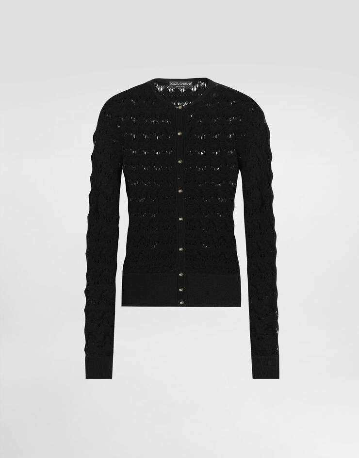 Dolce & Gabbana Wool lace-stitch cardigan Black FXV07TJCVXE