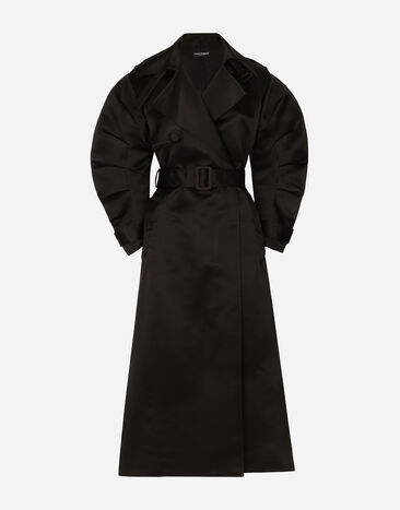 Dolce & Gabbana Trench in duchesse con maniche arricciate Nero F0D1OTFUMG9