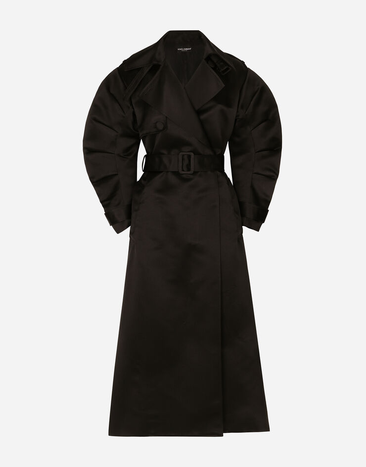 Dolce & Gabbana Trench en duchesse avec manches froncées Noir F0D1LTFU1KM