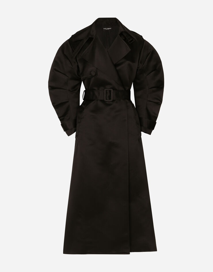 Dolce & Gabbana Тренч из дюшеса с присборенным рукавом черный F0D1LTFU1KM