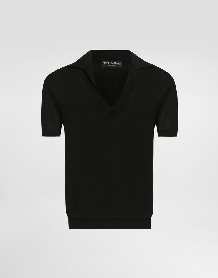 Dolce & Gabbana بلوفر بولو كشمير أسود FXZ34ZJBW0P