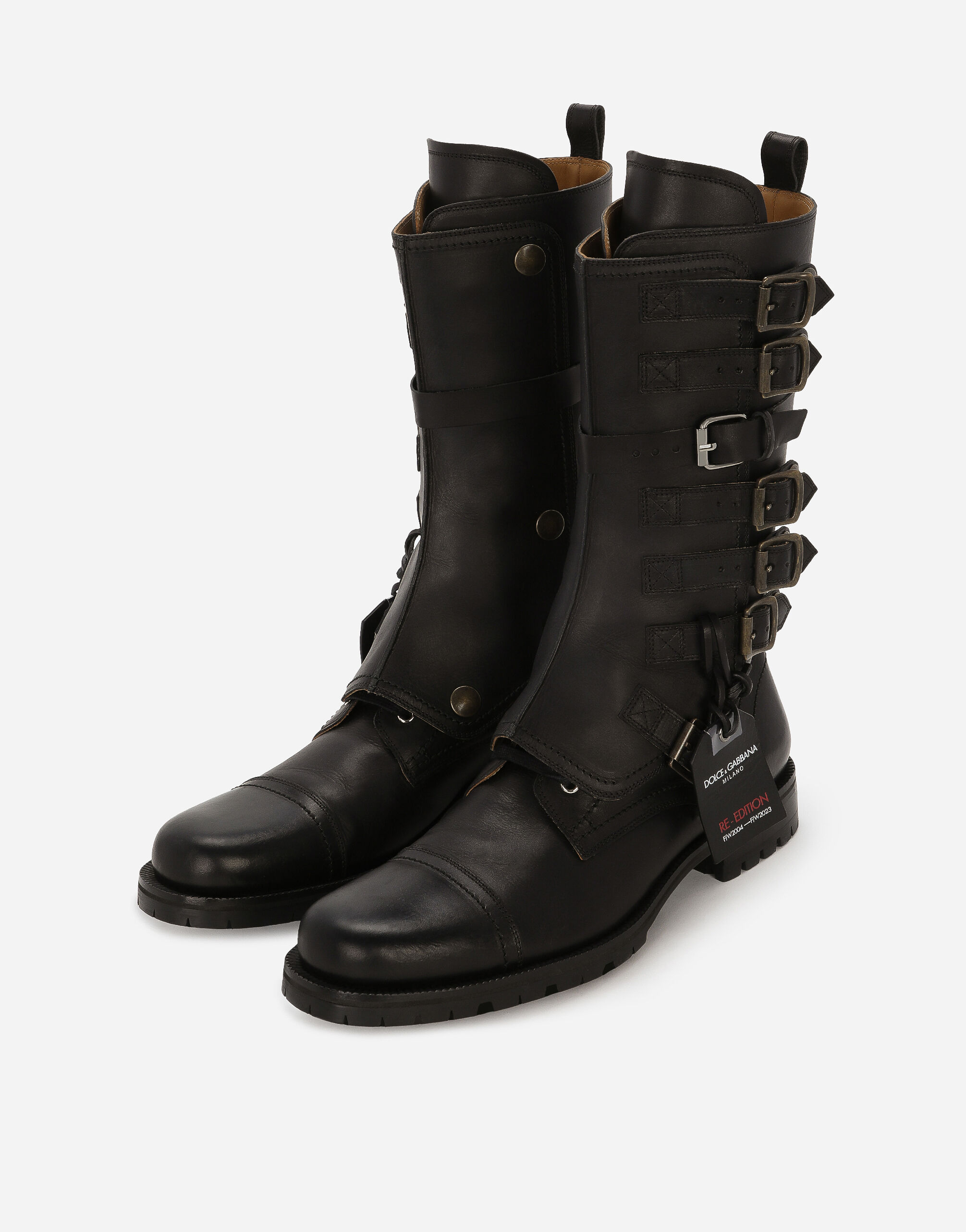 Dolce Gabbana Leather boots male Black