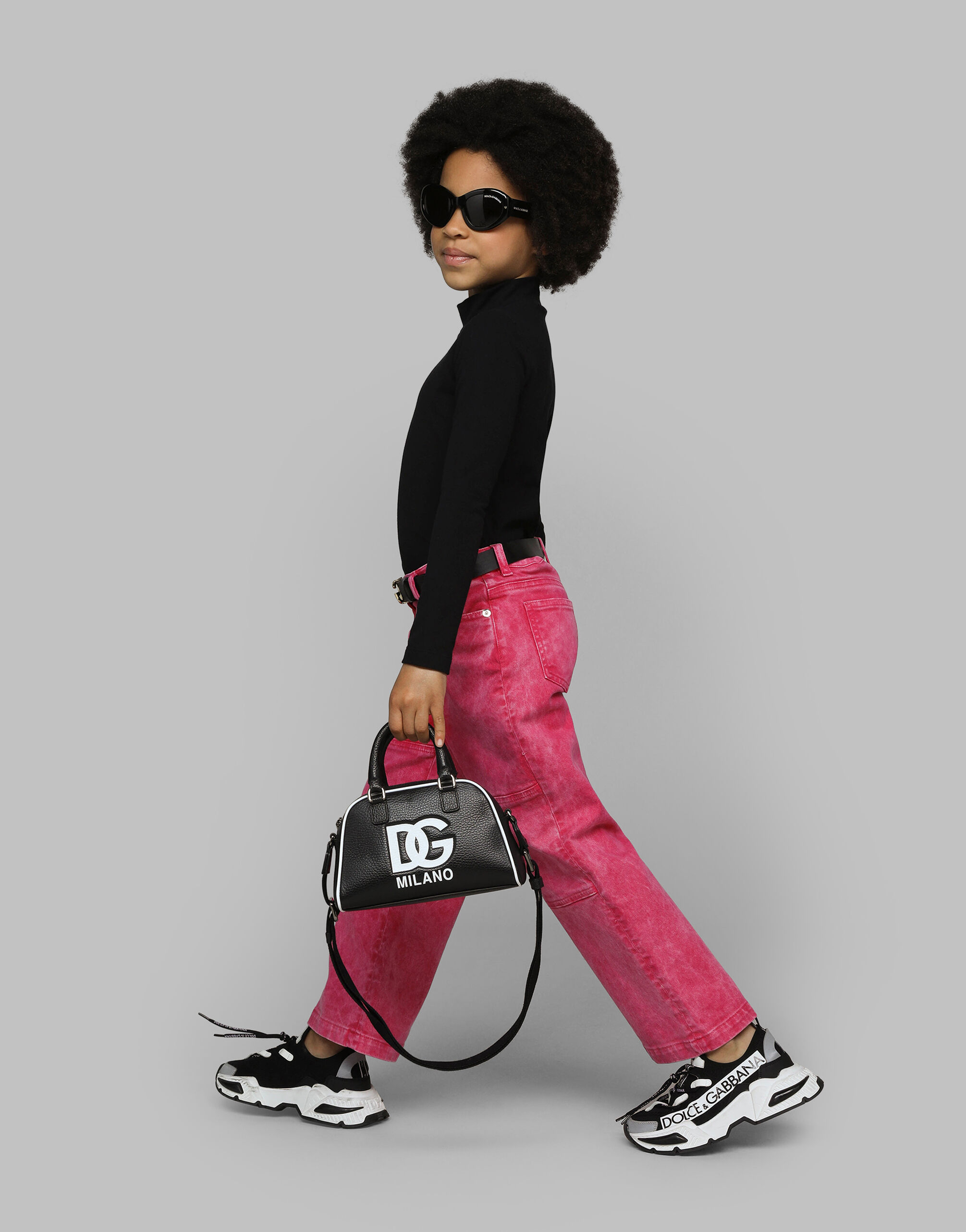 Jersey mock turtle-neck in Black for Girls | Dolce&Gabbana® US