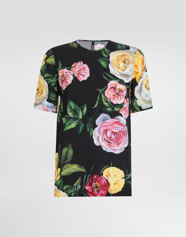 Dolce & Gabbana Silk charmeuse blouse with peony and rose print Print F7AO2TFSA7B