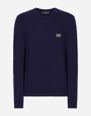 Dolce & Gabbana Wool and cashmere round-neck sweater Blue GXX02ZJCVT9