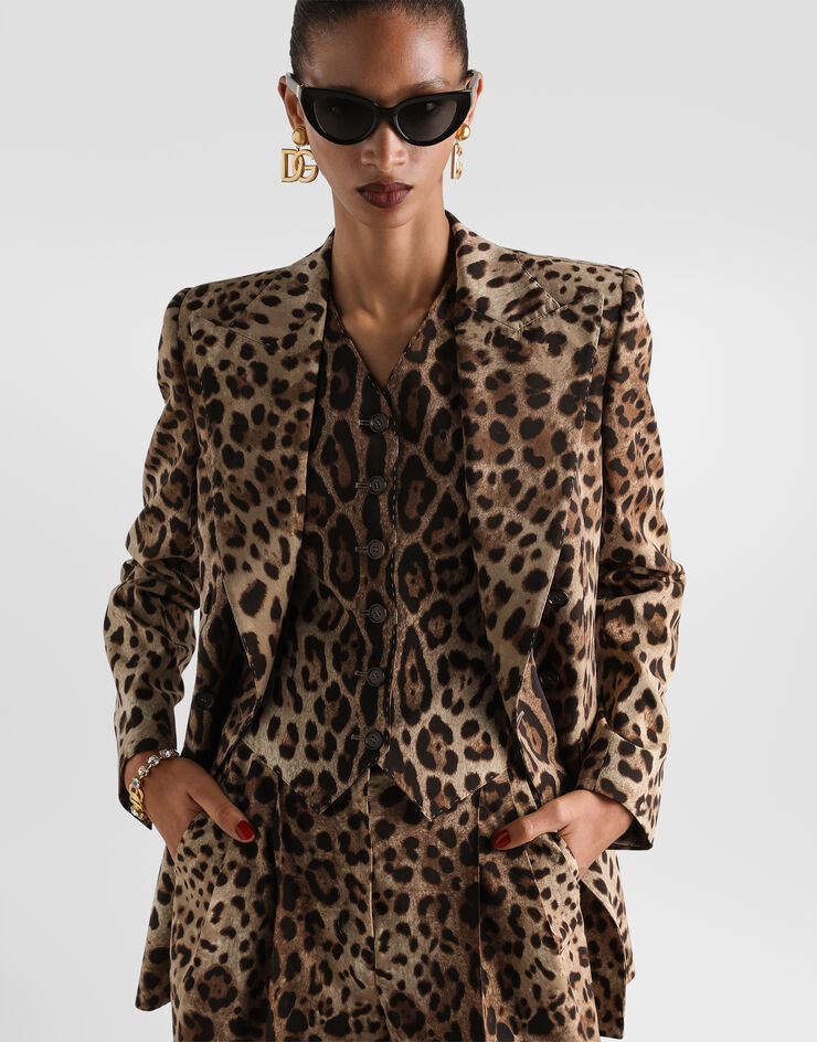 Dolce & Gabbana Turlington leo-print wool double-breasted jacket Dolce & Gabbana Turlington leo-print wool double-breasted jacket Print F29QFTFSBAV