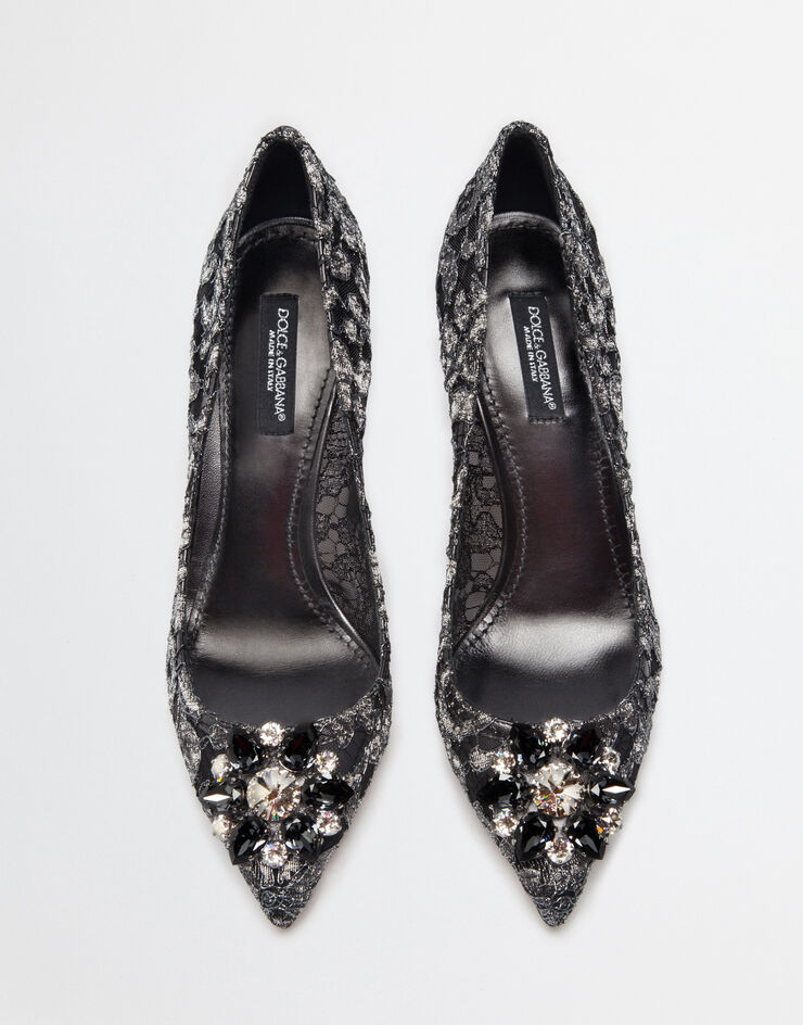 Dolce & Gabbana Lurex lace rainbow pumps with brooch detailing Grey CD0066AE637