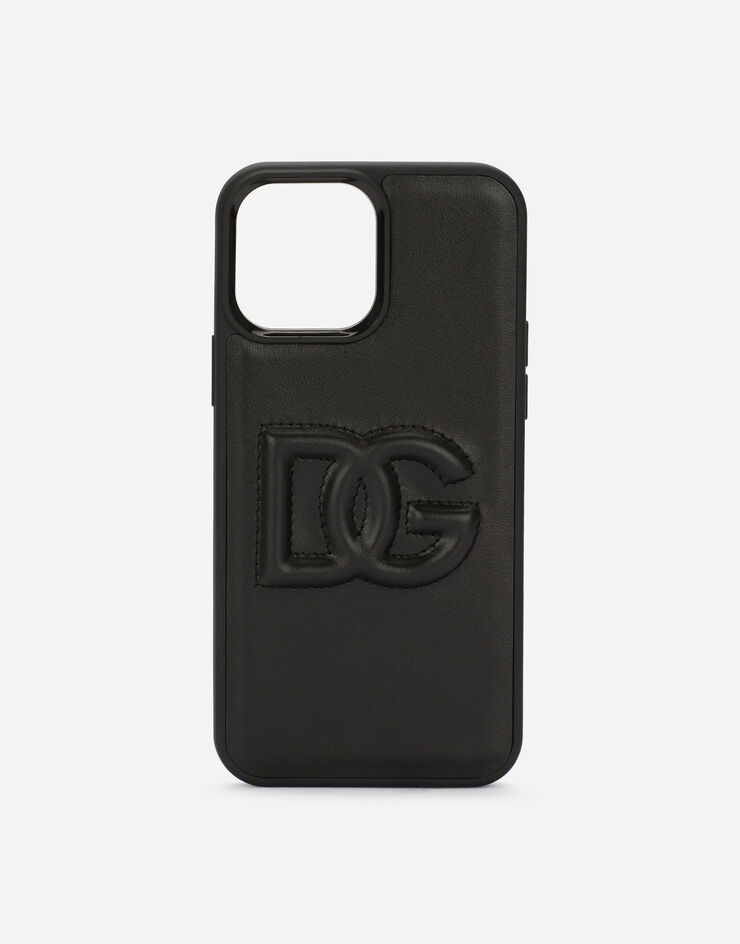 Dolce & Gabbana Funda DG Logo para iPhone 13 Pro Max en piel de becerro Negro BI3136AG081