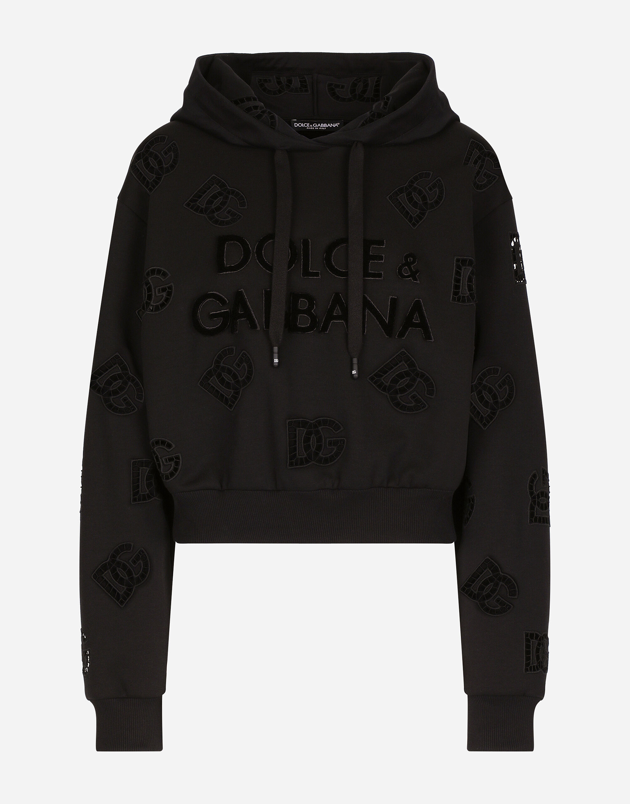 Dolce & Gabbana Jersey hoodie with cut-out and DG logo White F8T00ZGDCBT