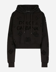 Dolce & Gabbana Sweat-shirt en jersey avec broderie ajourée logo DG Blanc F8T00ZGDCBT
