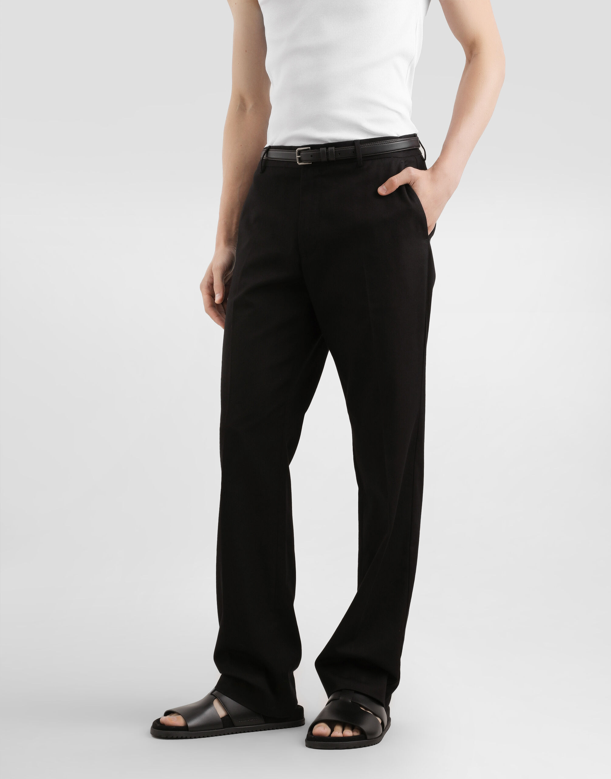 Cotton gabardine trousers in Black for Men | Dolce&Gabbana®