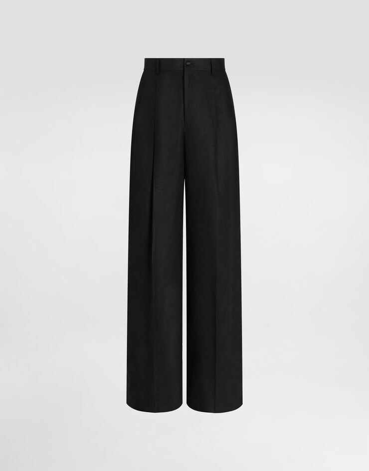 Dolce & Gabbana Einreihiger Anzug aus Leinen-Canvas Black GK04ITFU4MC