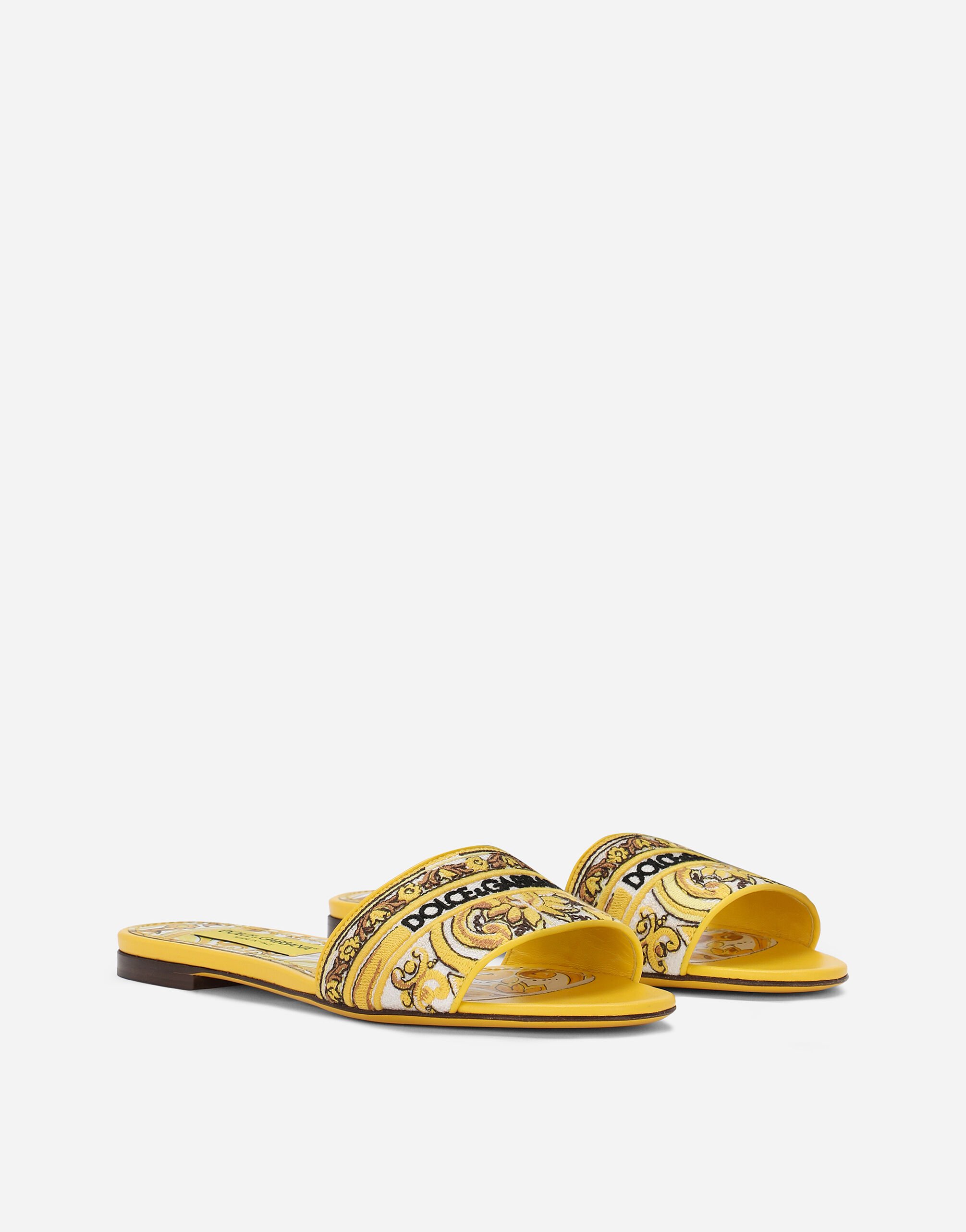Sliders with embroidered majolica pattern in Print for Women Dolce Gabbana