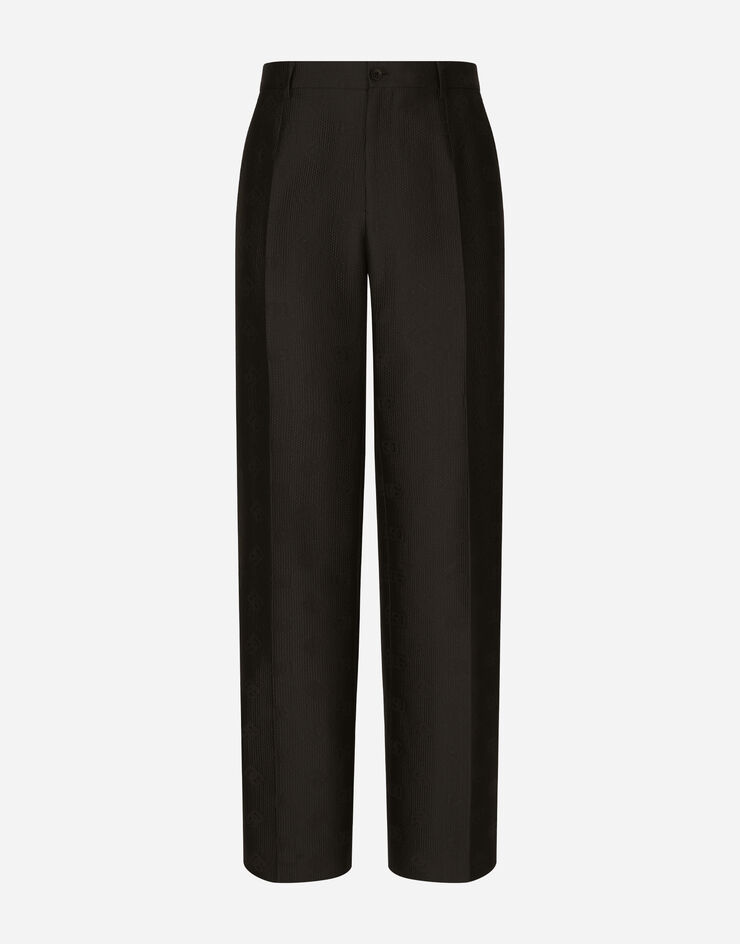 Silk jacquard pants with DG logo in Black for | Dolce&Gabbana® US