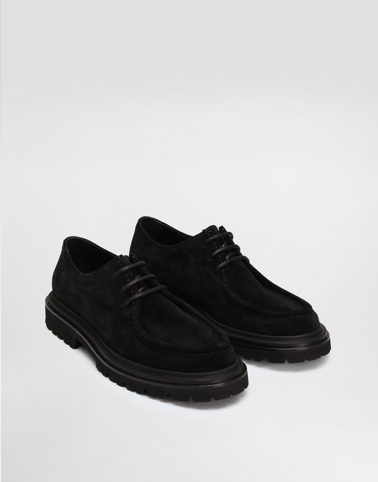 Dolce & Gabbana حذاء ديربي من جلد عجل شمواه أسود A10886AT441