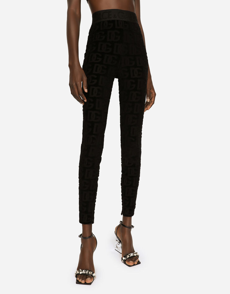Dolce & Gabbana Branded jacquard leggings Black FTCN2TFJ7DM