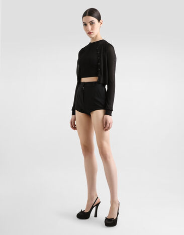 Dolce & Gabbana Cárdigan corto de seda Negro FXV85TJBSLL