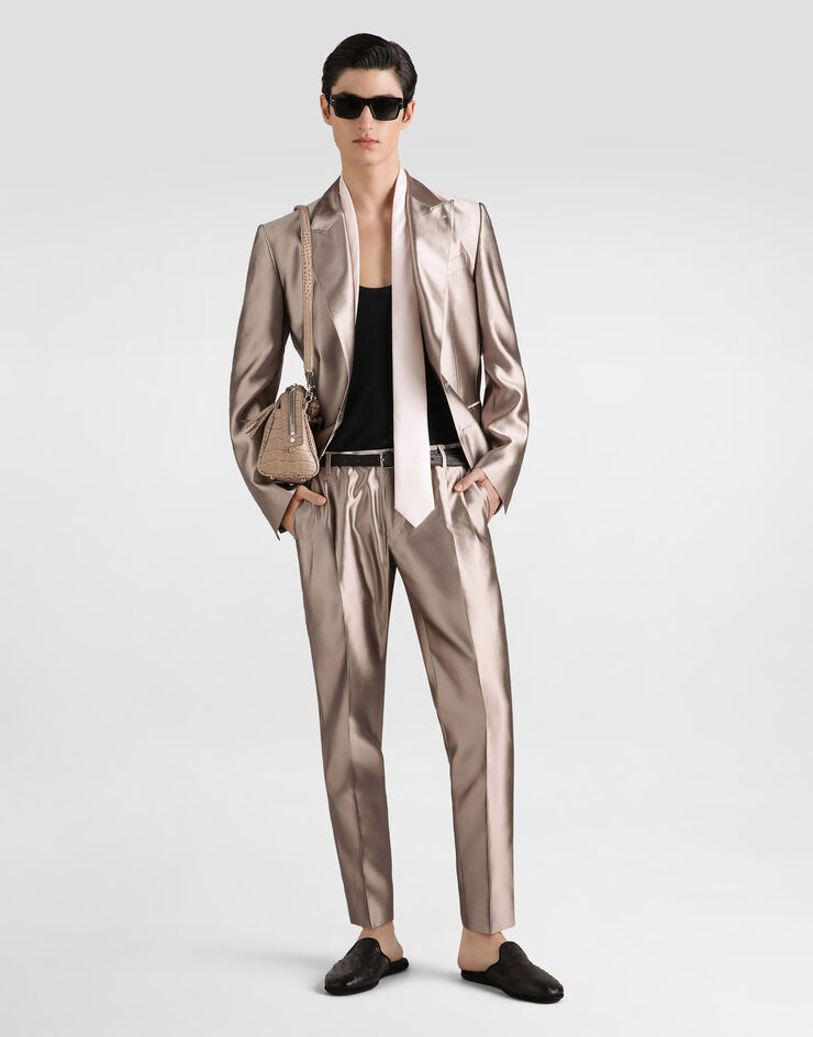 Dolce & Gabbana Sicilia light single-breasted silk shantung jacket Beige G2TV4TFU1L6