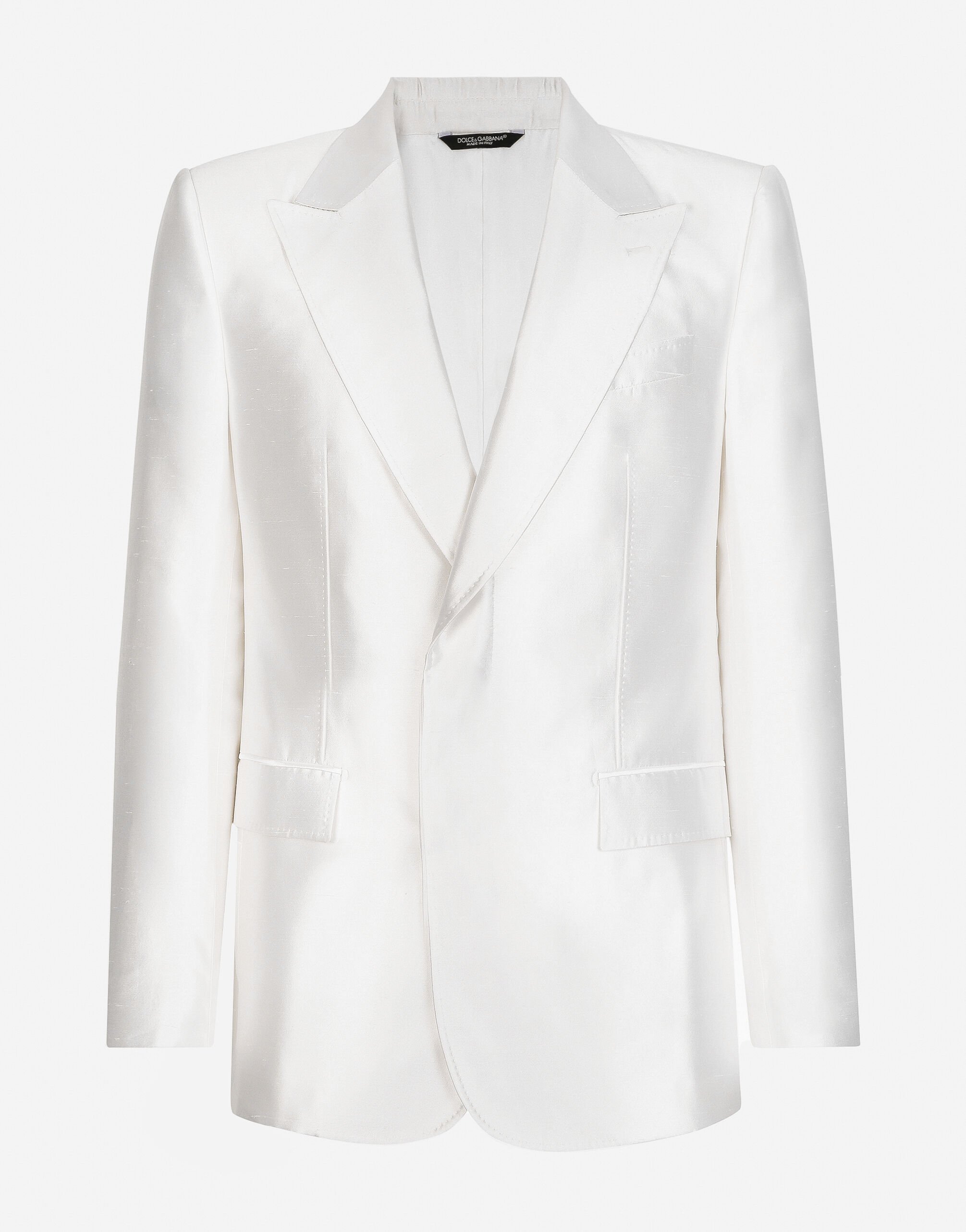 Dolce & Gabbana Single-breasted silk shantung Sicilia-fit jacket Beige G2SV7THLMGE