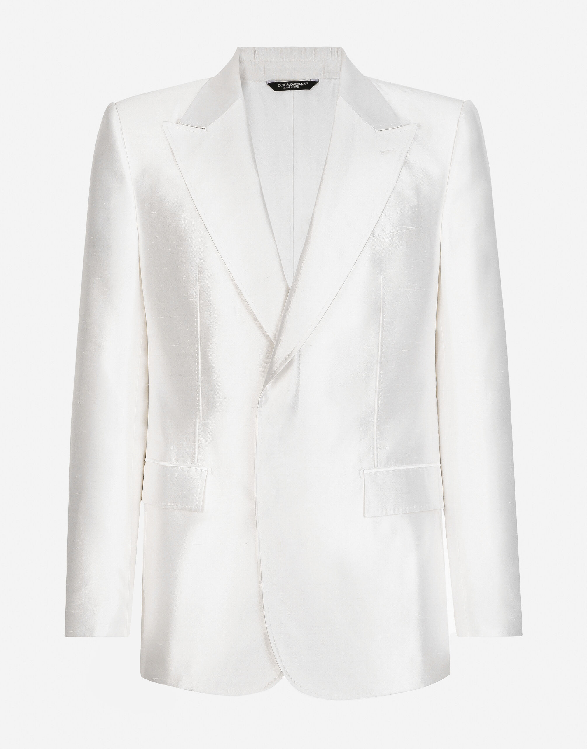 Dolce & Gabbana Chaqueta Sicilia en shantung de seda con botonadura sencilla Blanco G2NW1TFU4DV