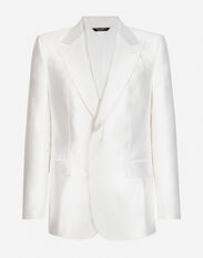Dolce & Gabbana Single-breasted silk shantung Sicilia-fit jacket Grey G2NW1TFU4LB