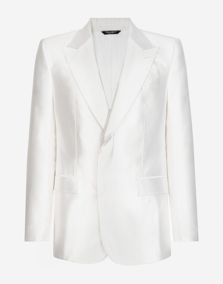 Dolce & Gabbana Single-breasted silk shantung Sicilia-fit jacket White G2TB5TFU1Y0