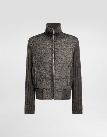 Dolce & Gabbana Knitted houndstooth jacket Grey G9BVSTGJ846