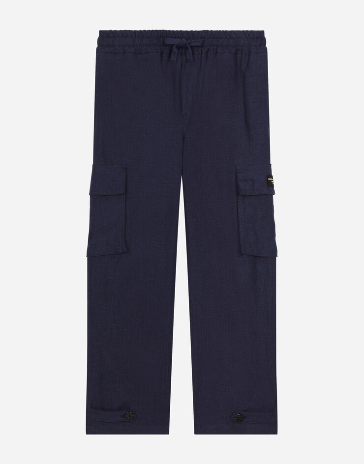 Dolce & Gabbana Pantalón cargo de lino rígido Azul L44P42FU4LG