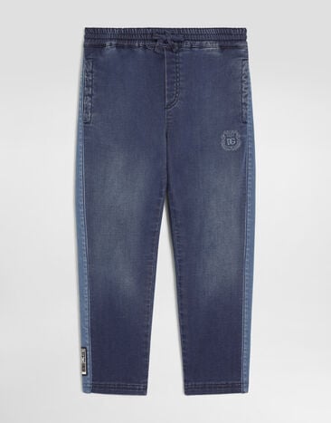 Dolce & Gabbana Pantalon en molleton denim avec broderie  L4JPLRLDD99