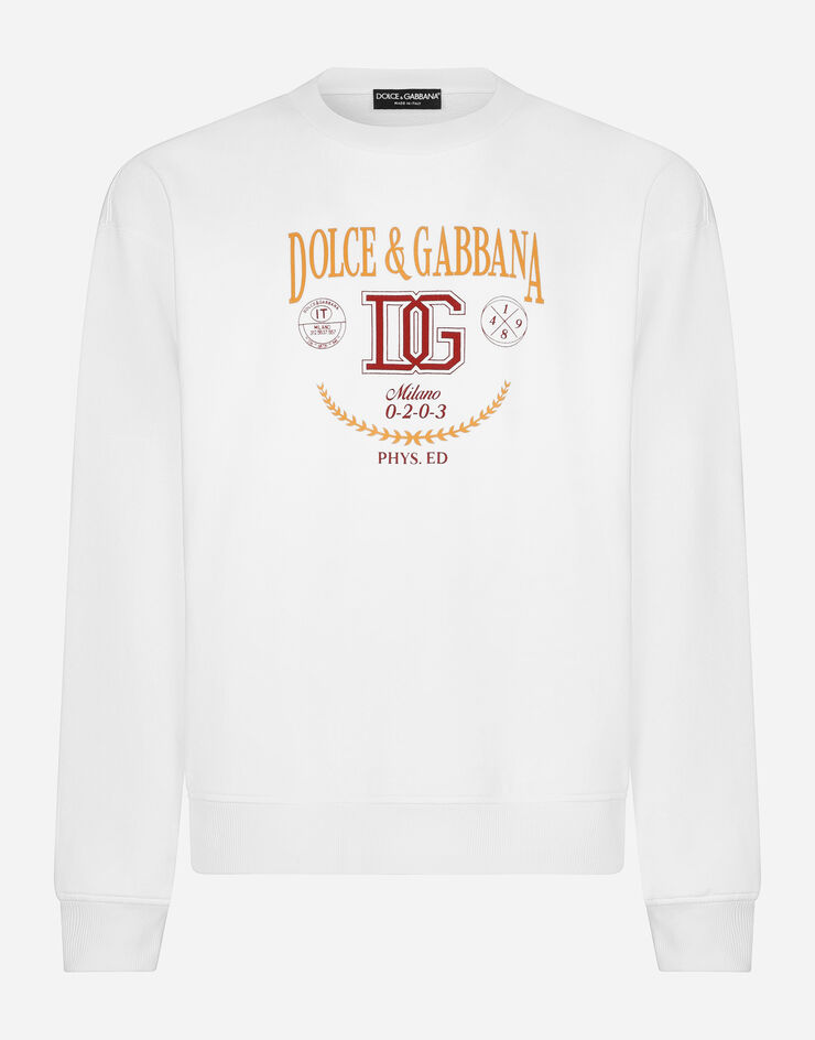 Dolce&Gabbana Свитшот из джерси с принтом логотипа DG белый G9AHSTG7J6A