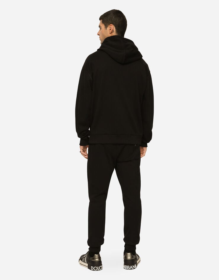 Dolce&Gabbana Jersey hoodie with branded tag Black G9ZU0TG7F2G