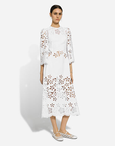 Dolce & Gabbana Cotton calf-length dress with cut-out detailing White F6JIFZGDCJT
