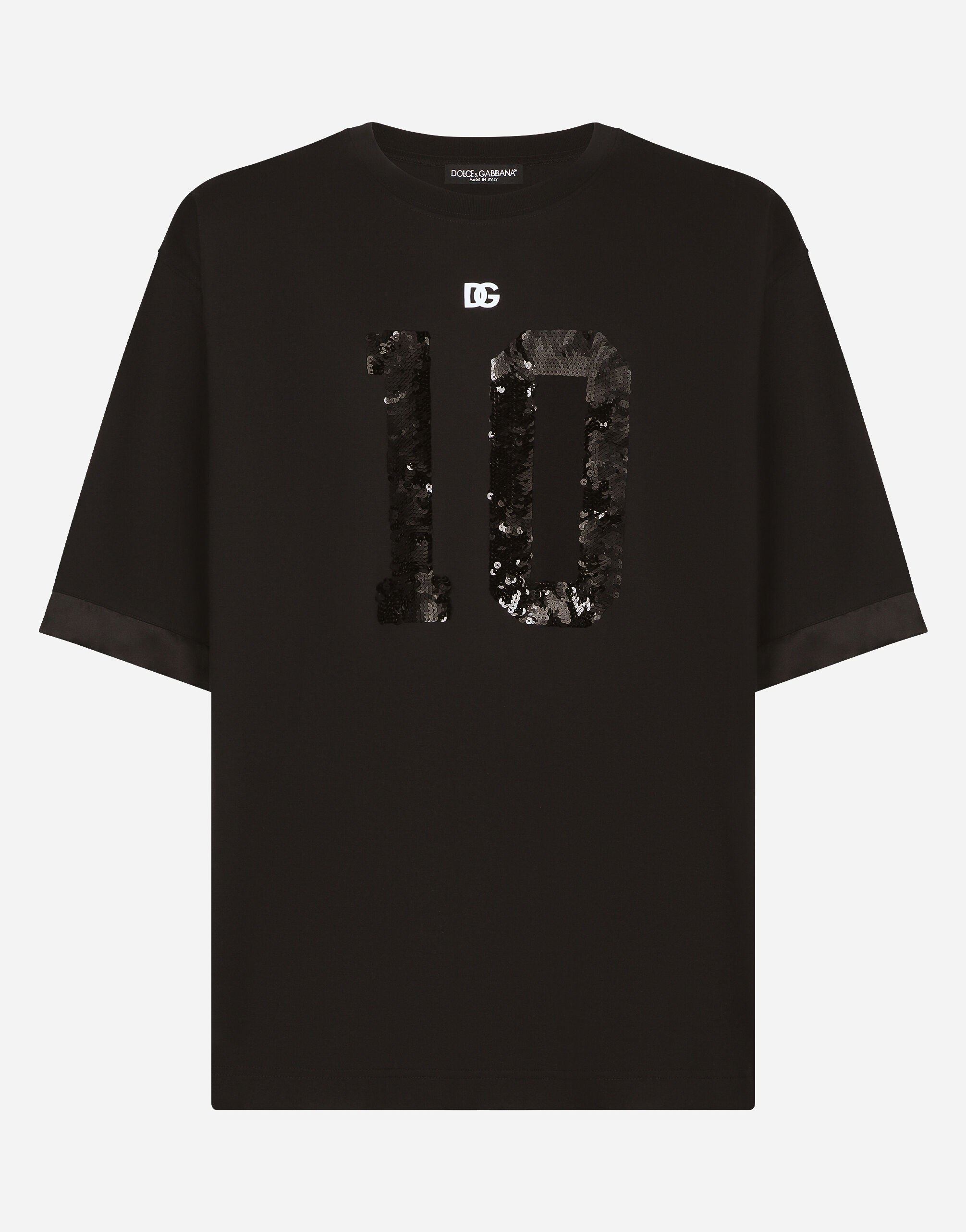 Dolce & Gabbana Short-sleeved T-shirt with sequin embellishment Print G8PB8THI70H