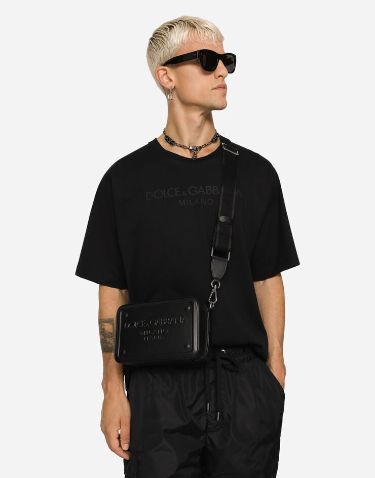 Dolce & Gabbana Calfskin crossbody bag with raised logo 黑 BM7329AG218