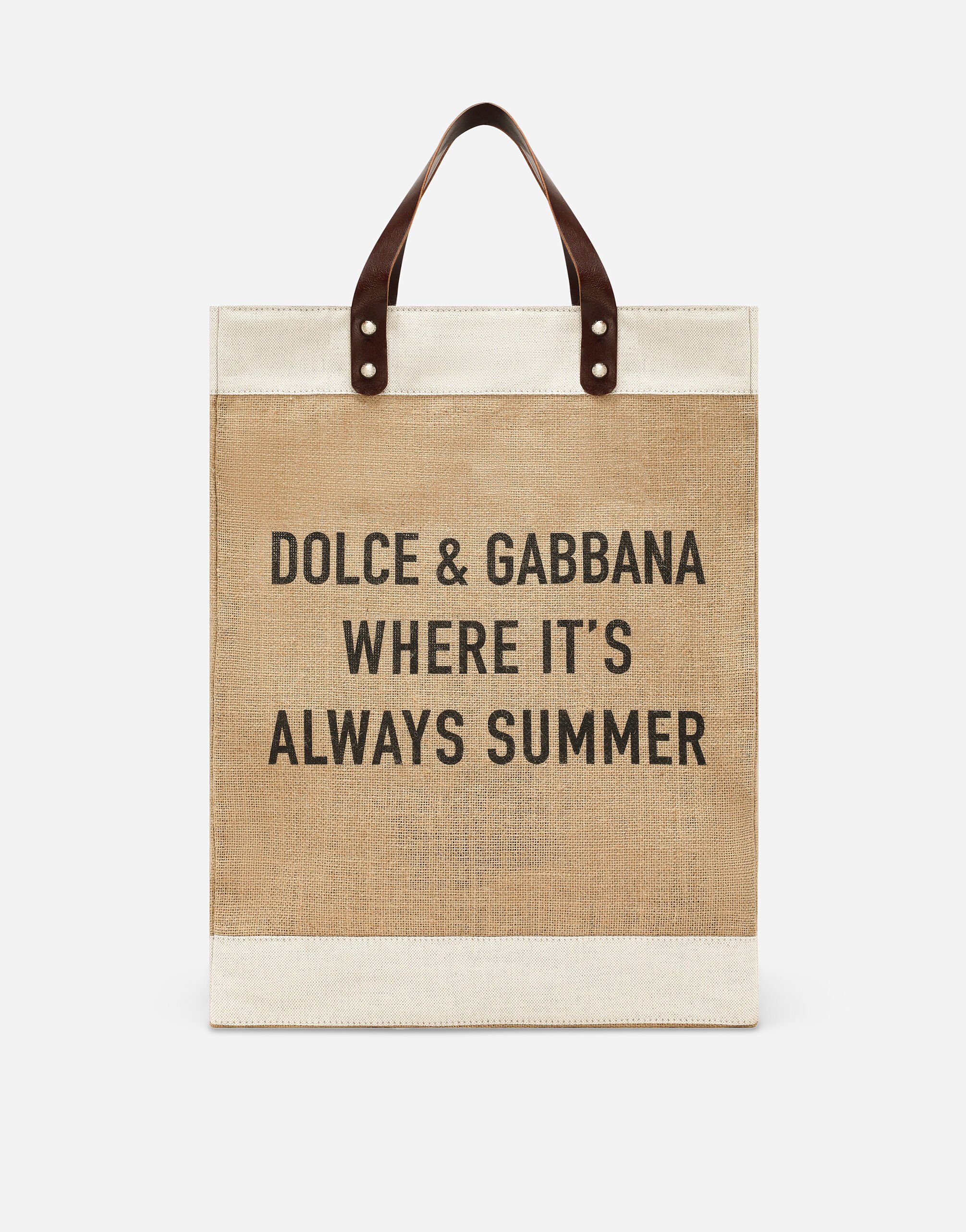 Dolce & Gabbana Printed jute shopper Beige BM3025AN233