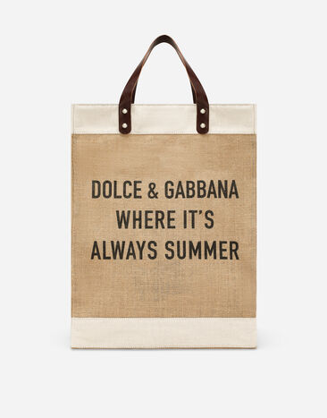 Dolce & Gabbana Shopper aus bedruckter Jute Braun BM2331A8034