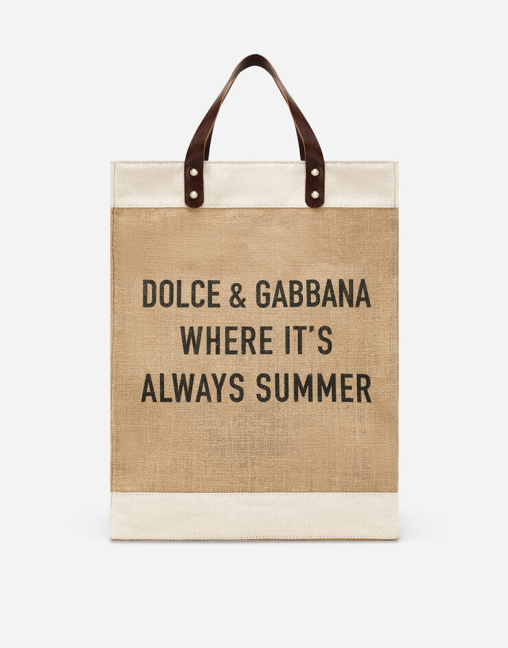 Dolce & Gabbana Сумка-шоппер из джута с принтом бежевый BM2275AO727