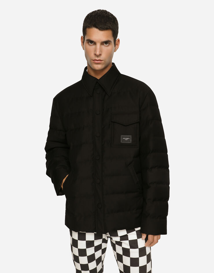 Dolce & Gabbana Quilted nylon jacket with branded plate Black G9VD6TFUSNU