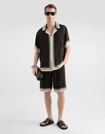 Dolce & Gabbana Logo and stripe-print hawaii shirt Multicolor G5LH3THI11T