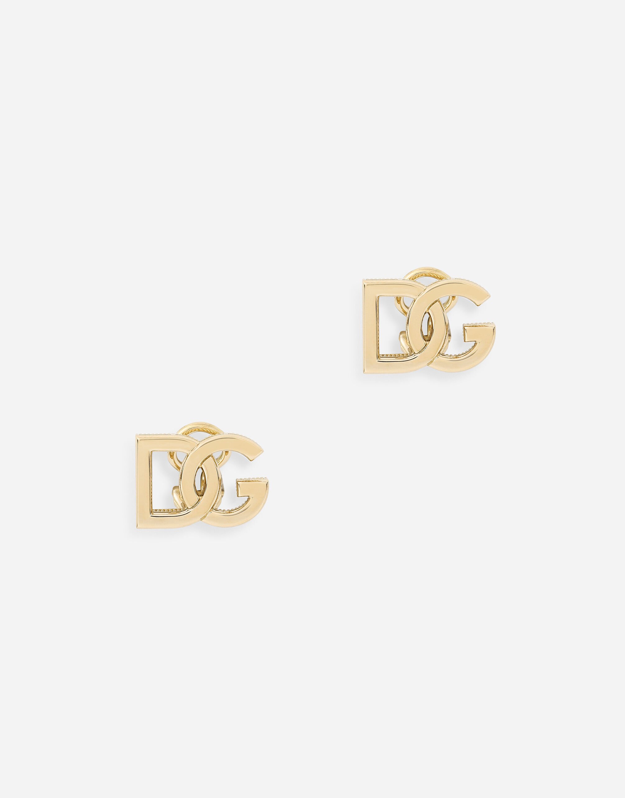 Dolce & Gabbana Pendientes de clip Logo de oro amarillo 18 kt Blanco WEQA1GWSPBL