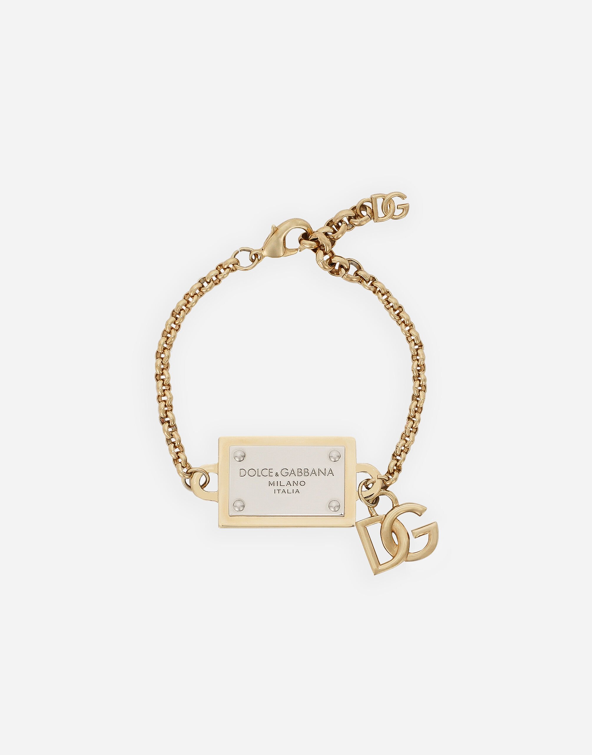 Dolce & Gabbana Bracelet with DG and logo tag Gold BB7287AY828