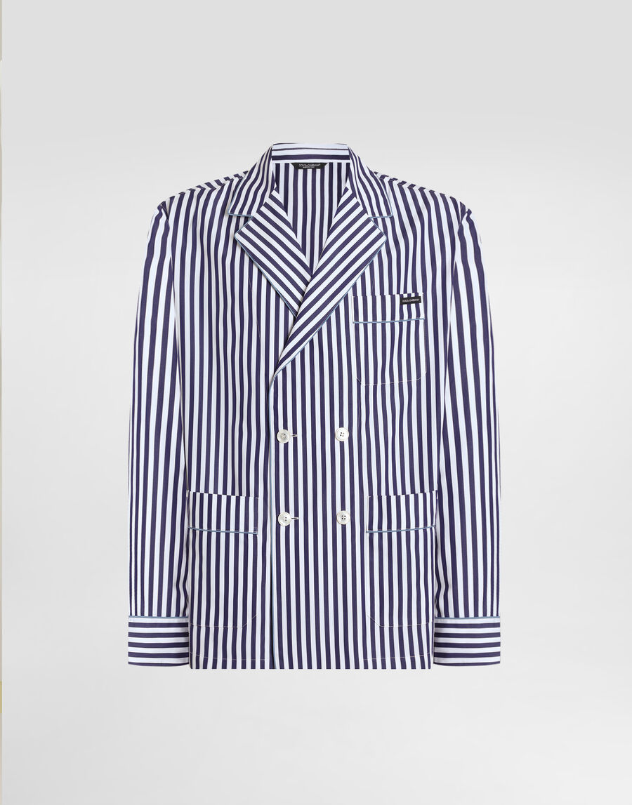 Striped poplin vanity robe