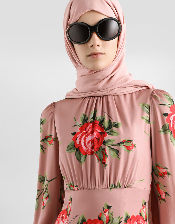 Dolce & Gabbana Rose bouquet-print charmeuse long dress Dolce & Gabbana Rose bouquet-print charmeuse long dress Multicolor F610OTFSA8Q