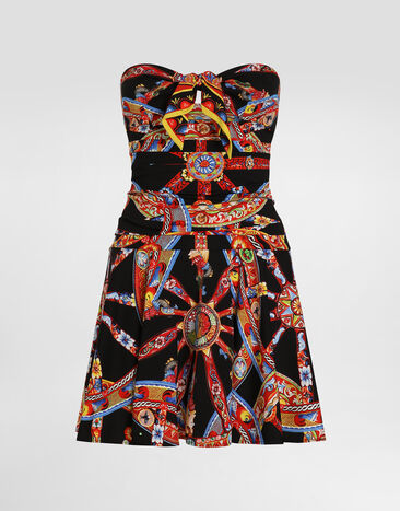 Dolce & Gabbana Carretto-print charmeuse mini dress Multicolor F616PTIS136