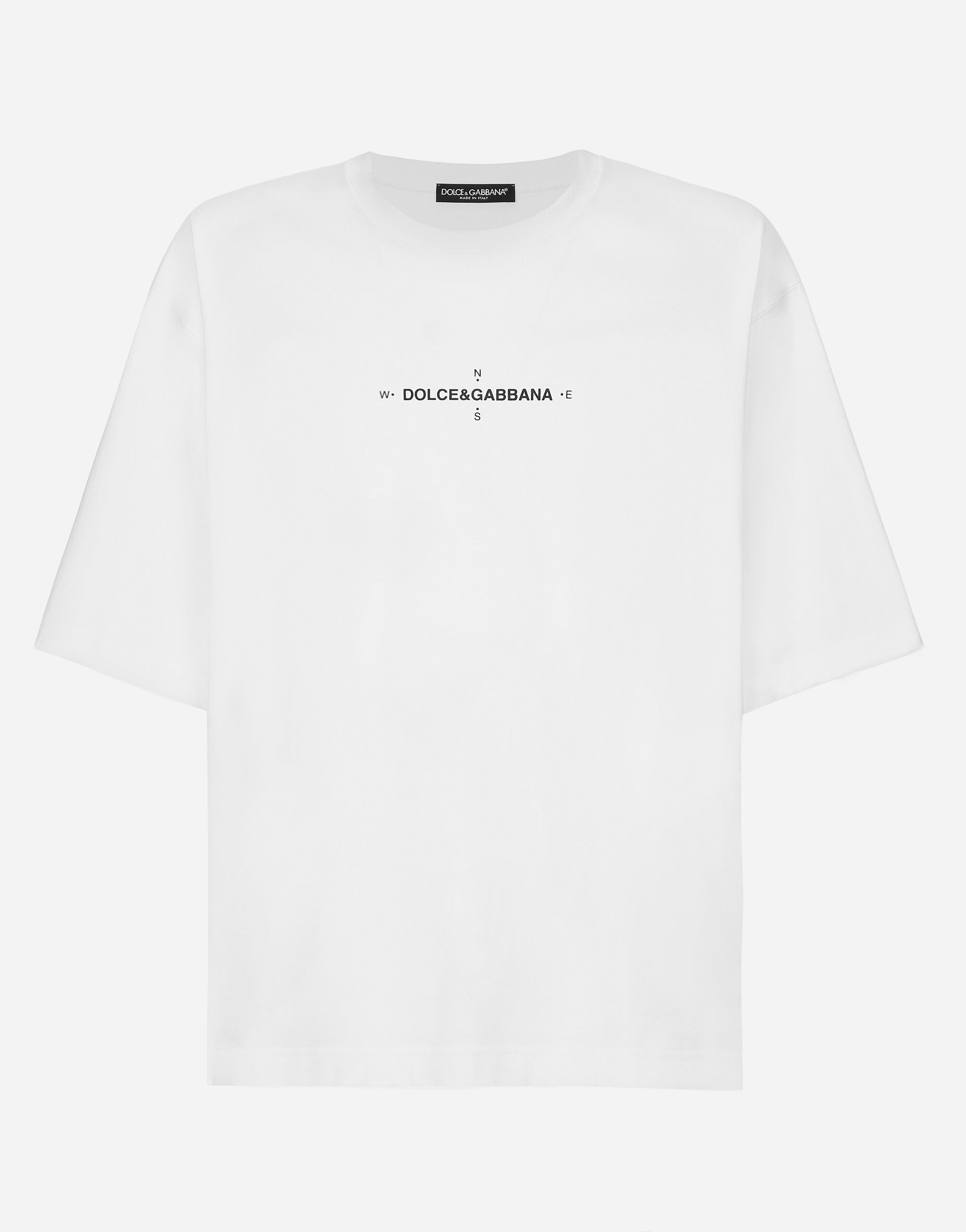 T shirt manica corta stampa Marina in Bianco da Uomo Dolce Gabbana