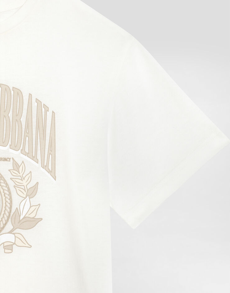Dolce & Gabbana Jersey T-shirt with Dolce&Gabbana logo White L4JTHVG7OK2