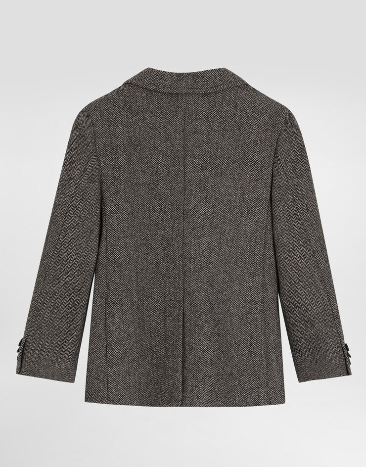 Dolce & Gabbana Single-breasted jacket in herringbone wool Multicolor L41E99FCMDE
