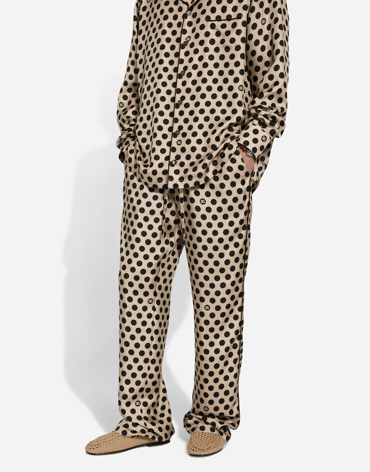 Dolce & Gabbana Pantalón estilo jogger de seda con estampado de lunares y logotipo DG Imprima GVRMATIS1UZ