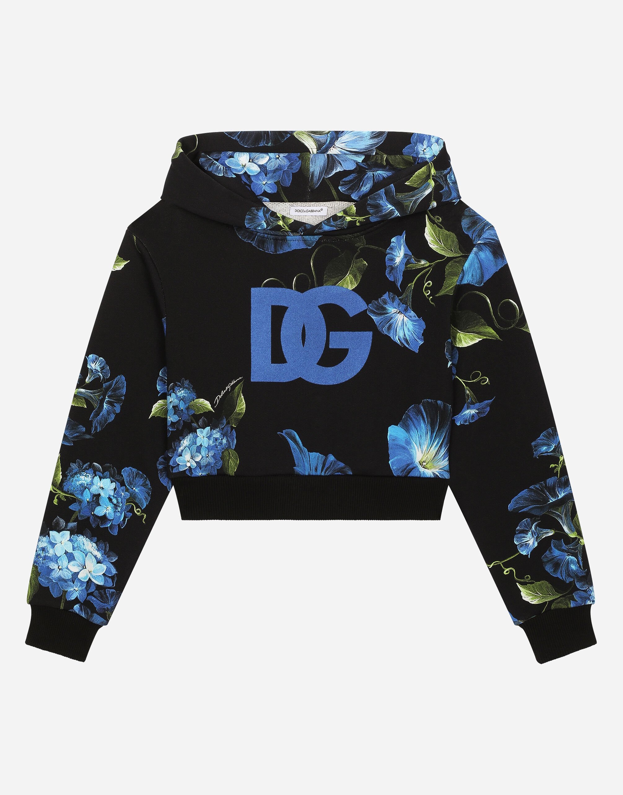 Dolce & Gabbana Jersey hoodie with bluebell print Print L5JTMEG7K4F